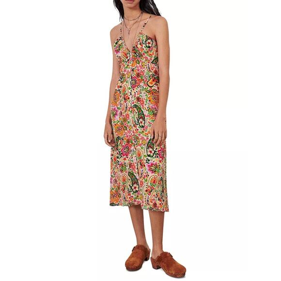 BA&SH Women's Multicolor Baila Printed Midi Stunning Dress Size S - Picture 1 of 5